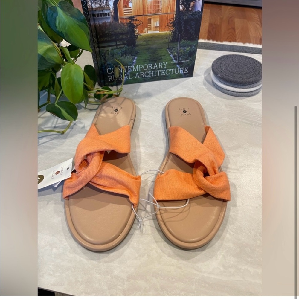 NEW! Lucia Flat Slide Sandals, Coral Pink -